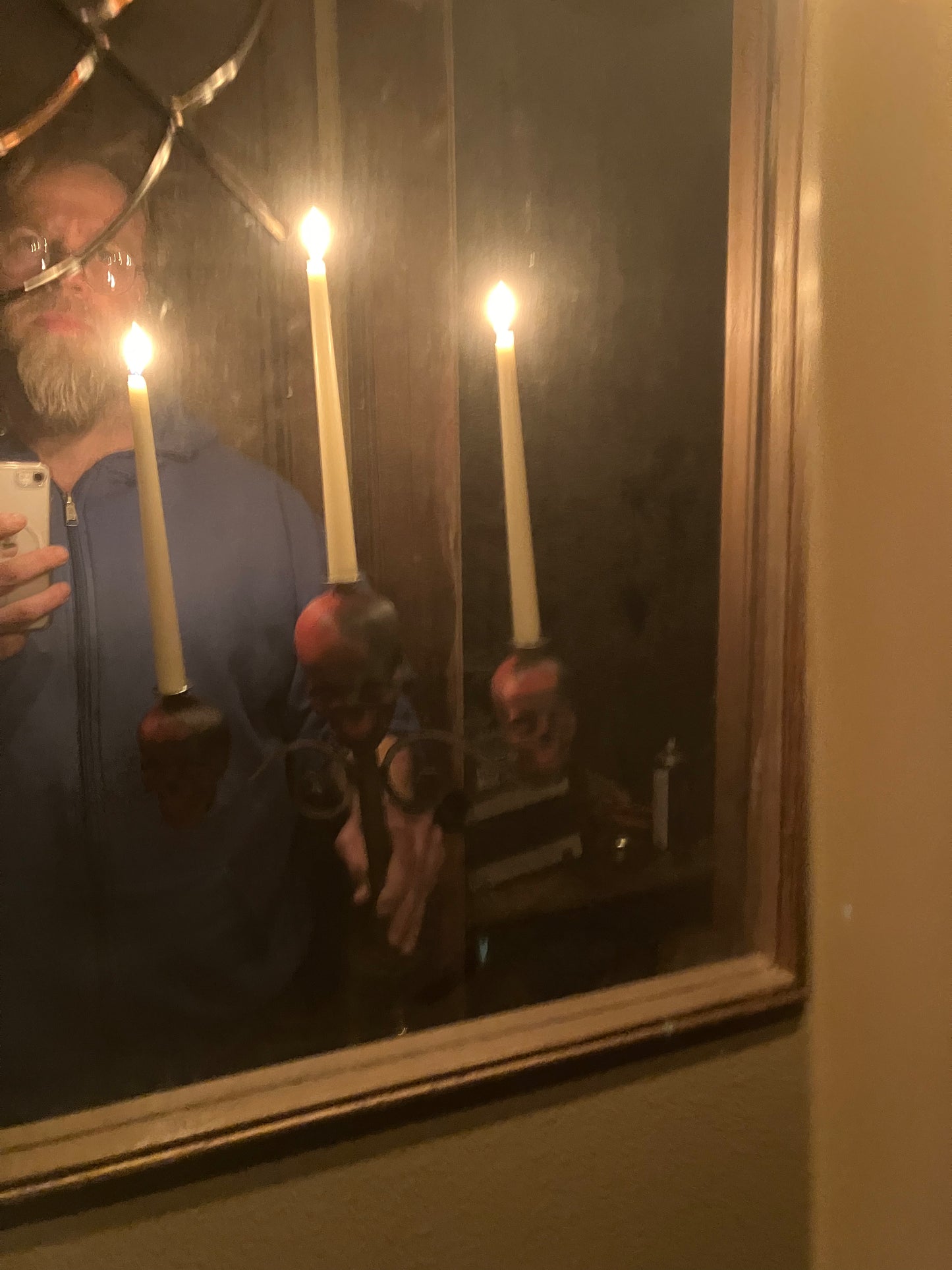 Red skull candelabra